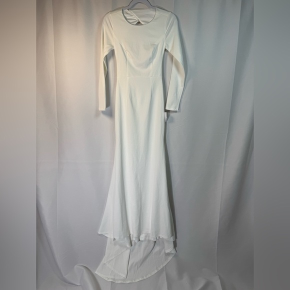 Lulus Eloquent Endearment White Long Sleeve Backless Gown XS - Picture 2 of 16